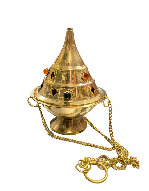 Hanging Brass Burner with Beads