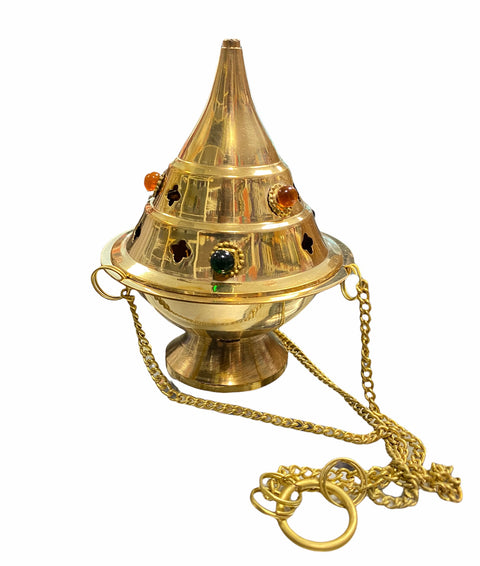 Hanging Brass Burner with Beads