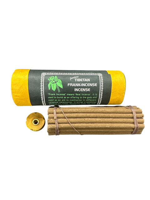 Roll of Tibetan Frankincense Incense with a yellow wrapper on a white background