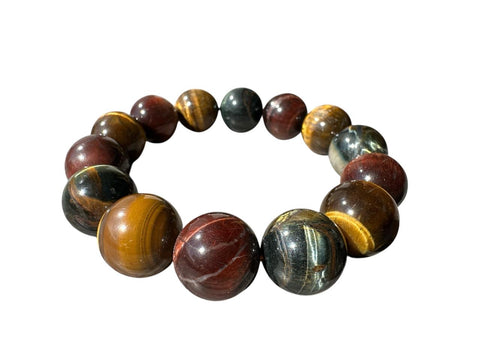 Multicolored beaded bracelet on a white background