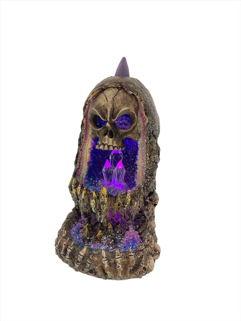 Backflow Incense Burner- Crystal Cave & Skull