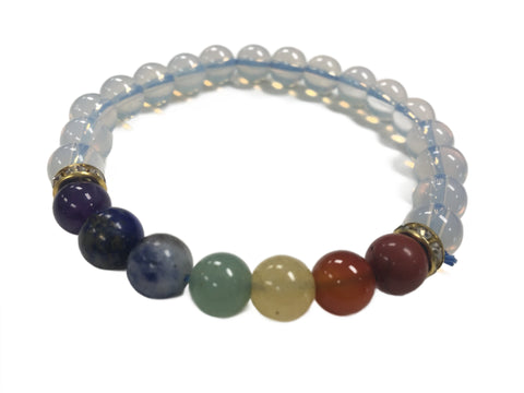 Opalite MoonStone Bracelet with Seven Chakra