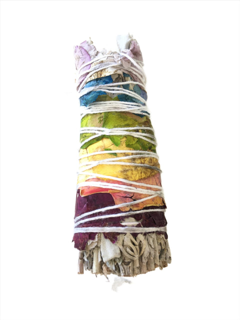 White Sage with 7 chakra Rose petals- 4”