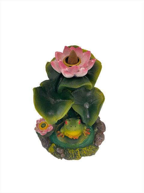 Backflow Incense Burner- Frog with Lilies